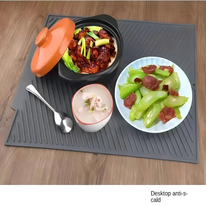 1PC Silicone Drain Pad Drying Mat Pots Dish Drain Mat for Kitchen Tableware Non-Slip Mats Anti-Scald Coaster Kitchen Utensils